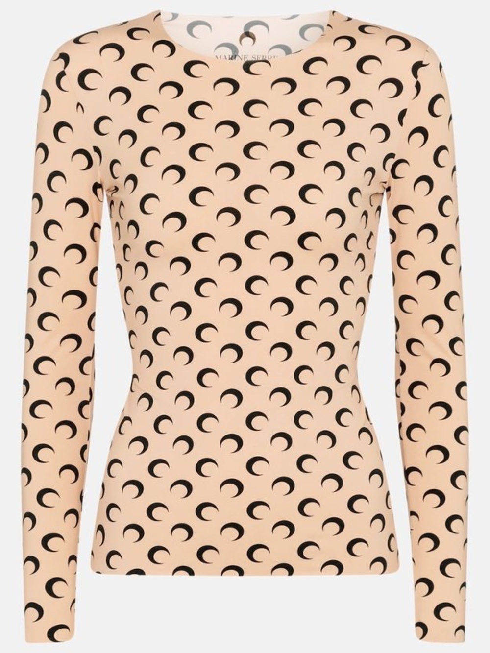 Marine Serre Beige Crescent Moon Print Long Sleeve Top